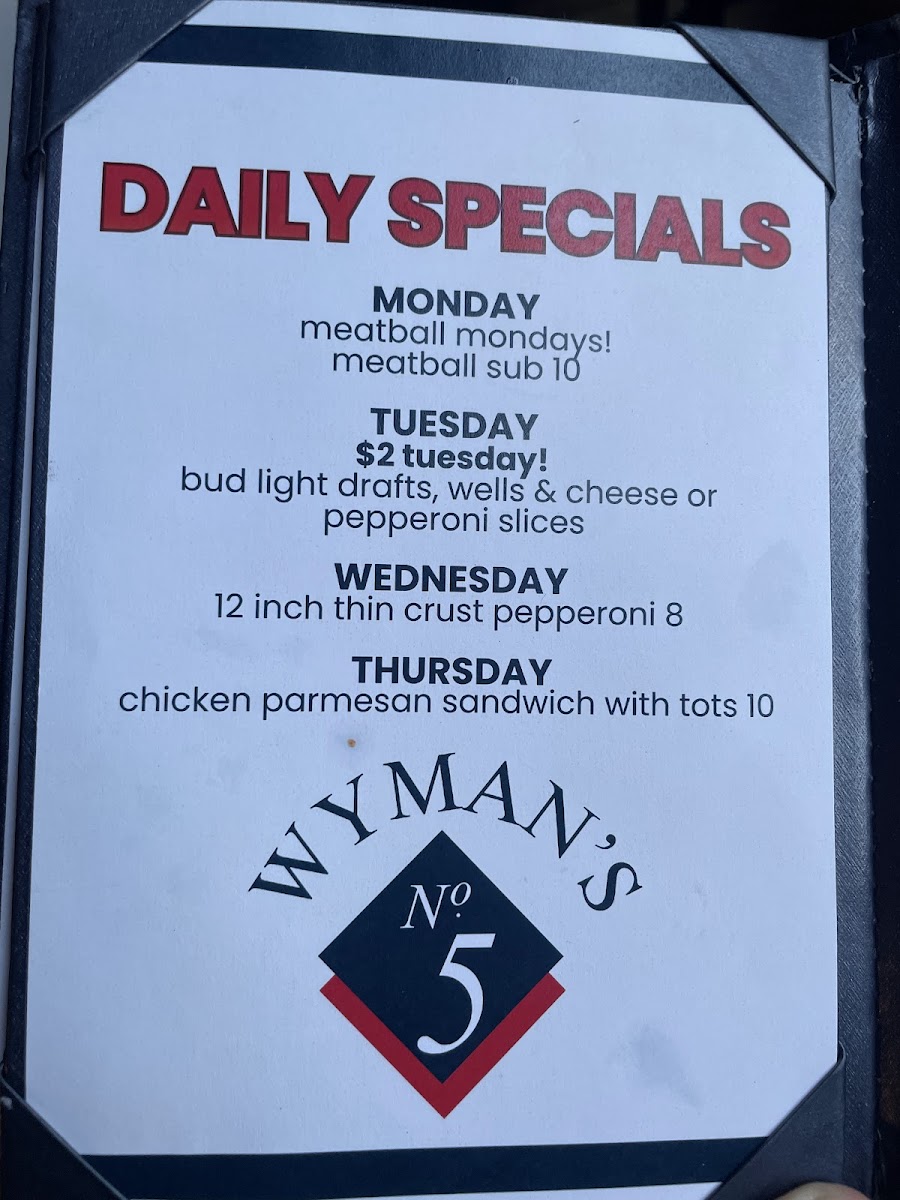 Wyman's Menu - Image 6